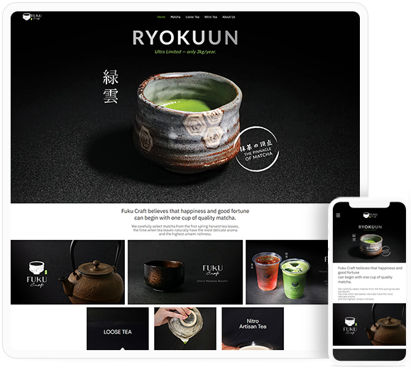 ทำเว็บไซต์ คาเฟ่มัทฉะเกรดพิธีการ (Ceremonial Grade)จาก Fuku Craft